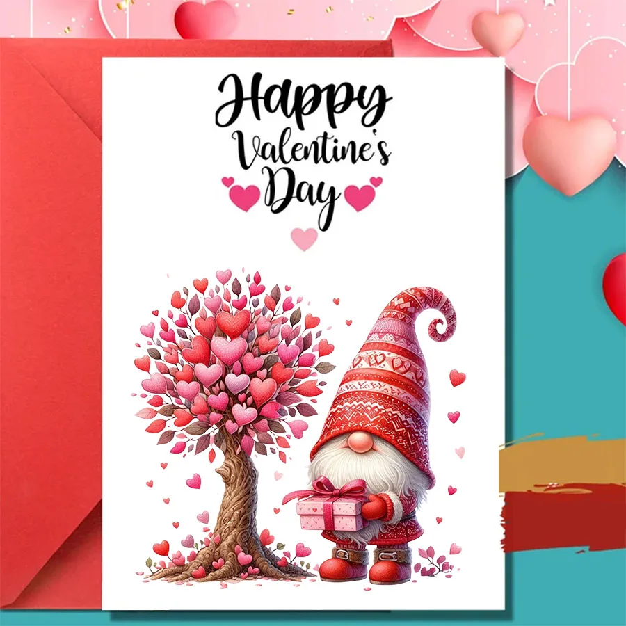 3pcs Valentines Day Gnomes Romantic Love DIY UV DTF Rub On Glass Cup Wrap Transfer Sticker Crafts Mug Greeting Cards Home Decor view 2