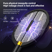 2-In-1 Upgraded 3000V Electric Mosquito Racket Strong Mosquito Control With Purple Killer Lamp Type-C Rechargeable Bug Zappers