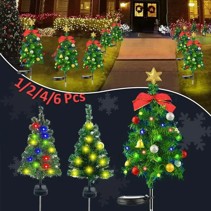 

1-6 Pcs Solar Christmas Tree Decor Lights IP65 Waterproof Outdoors LED Lawn Light Garden Landscape Lamps for Patio Porch Pathway