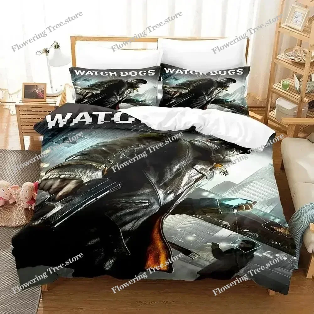 New  Watch Dogs Bedding Set Cartoon Anime set Adult Kid Bedroom Duvet cover Sets 3D Game Watch Dogs home textile