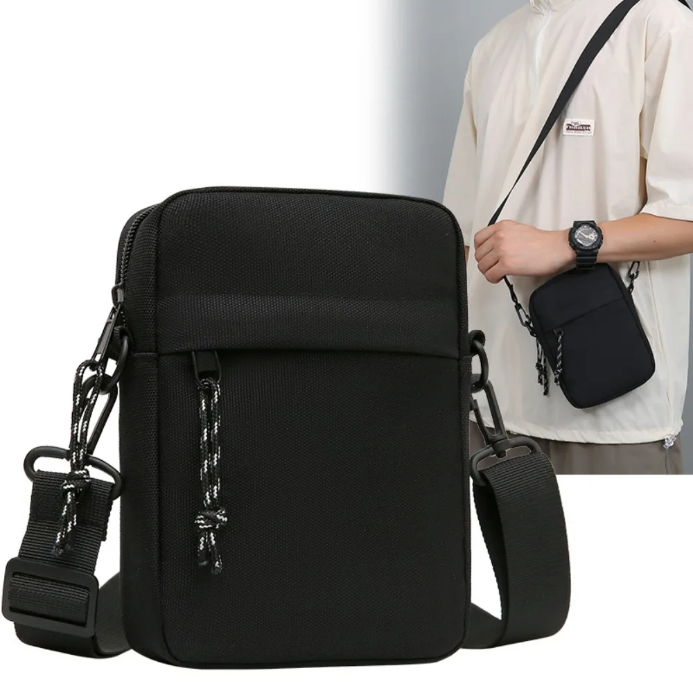 Simple Small Messenger Sling Bag Zipper Waterproof Crossbody Pouch Lightweight Canvas Shoulder Bag Male