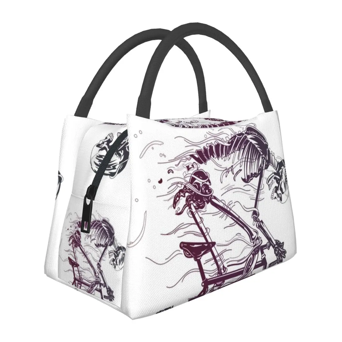 

Bicycle Skull Skeletons Ride Lunch Bag Skull Designer Lunch Box Fashion Office Cooler Bag Convenient Thermal Tote Handbags