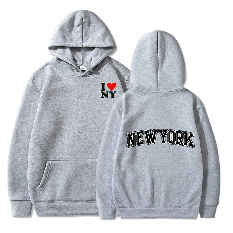 Casual I Love New York Print Hoody Sweatshirt Men's Street Style Hoodie Autumn Long Sleeve Pullover Sweatshirt