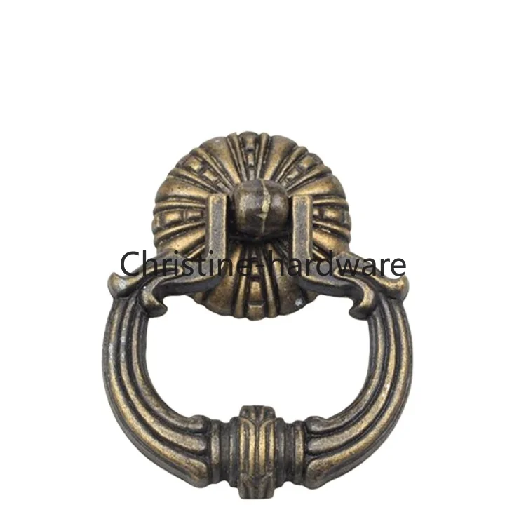 Retro Bronze Ring Pattern Single Hole Pulls Multi-purpose Furniture Handles Knobs for Wardrobe Cabinet Drawer Closet