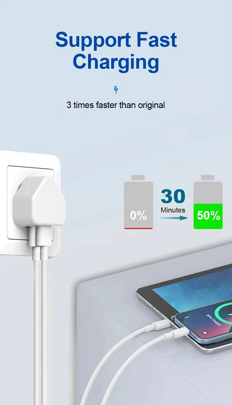 20W PD Lighting Cable Type C to Lighting Fast Charging Cord MFI Certified Wire for Iphone 14 13 12 11 Pro Max XS Max XR 6 7 8