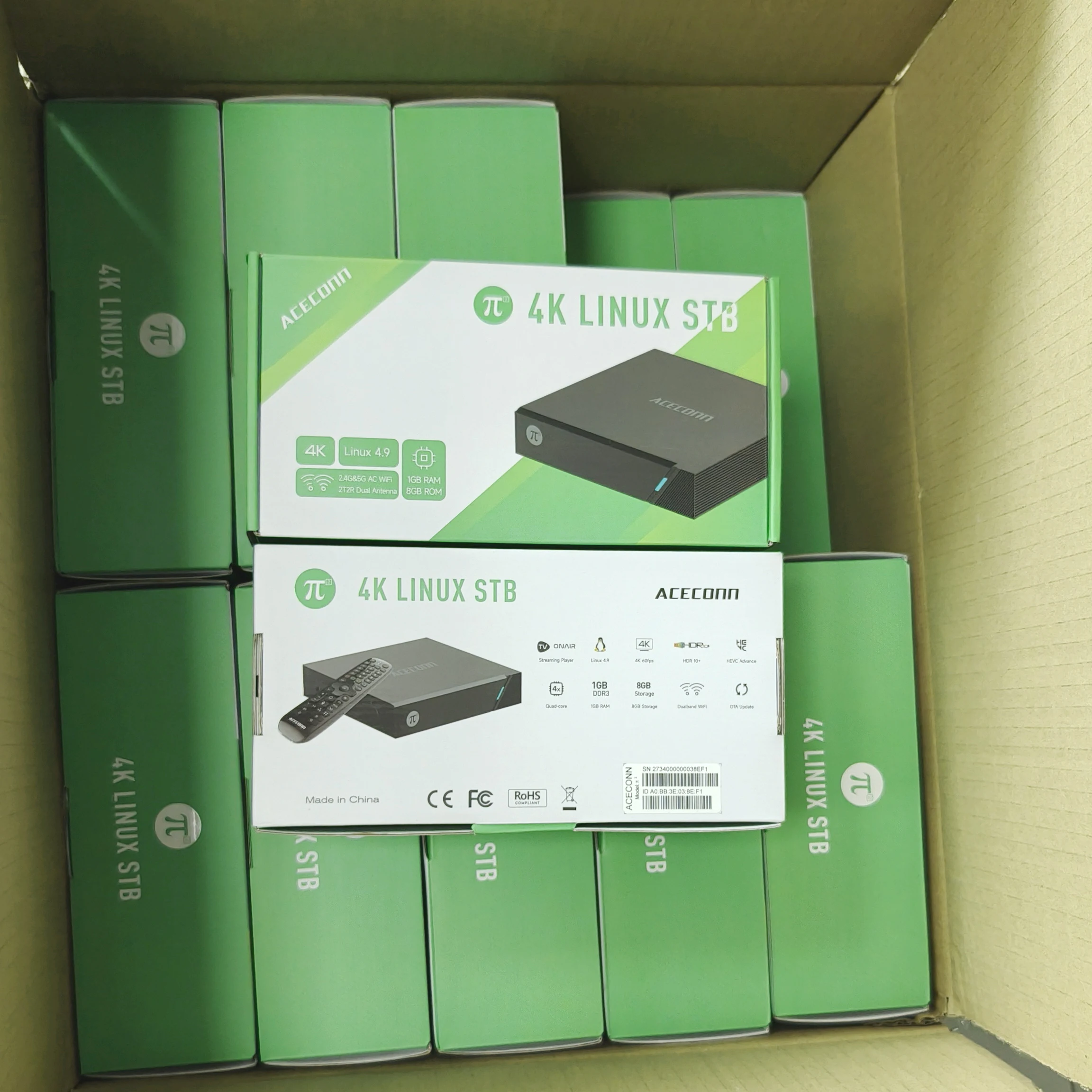 TV Box Linux 4K Pi2 dari ACECONN TVPlus Streaming Set-top Box Pemutar TVONAIR
