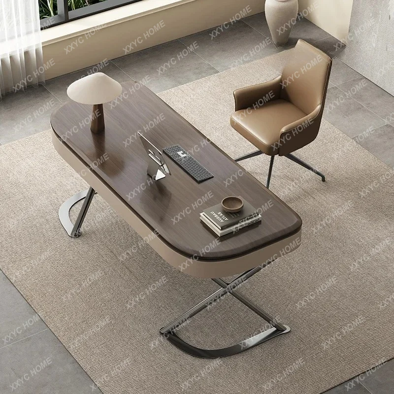 A Solid Wood Desk Modern Minimalist Home Living Room High-end Light Luxury Study Writing Desk Computer Desk