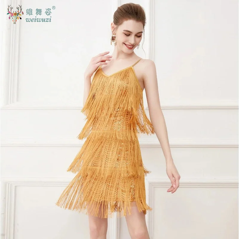 패션 파티 섹시 슬립 스팽글 캐미솔 태슬 라틴 댄스 파티 생일 프롬 칵테일 볼룸 탱고 섹시 V넥 드레스