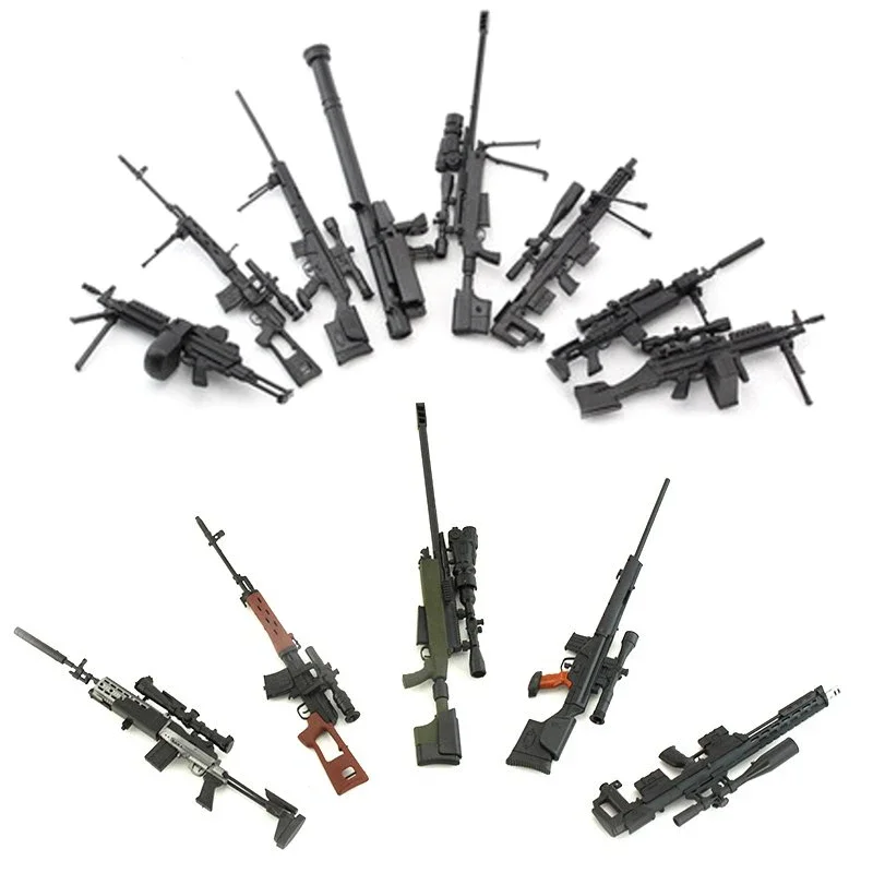 Rifle de francotirador AWM SVD 1/6 MK14, modelo de pistola de fucil de asalto recubierto para accesorios de figuras de acción de 12 ", juguete de ensamblaje de plástico