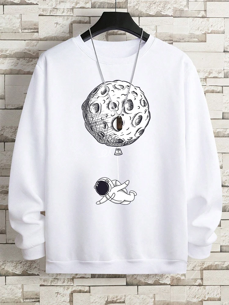 Astronauts Were Taken Away By The Moon Men Sweatshirt Loose Oversized Hoodies Creativity Fleece Soft Clothing Loose Casual Tops