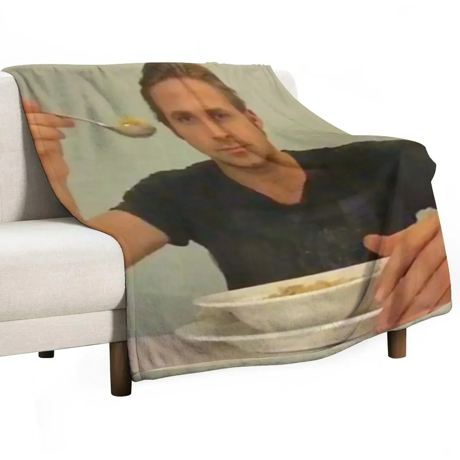 

ryan gosling eats his cereal Throw Blanket Bed covers Winter beds Soft Plush Plaid christmas gifts Blankets