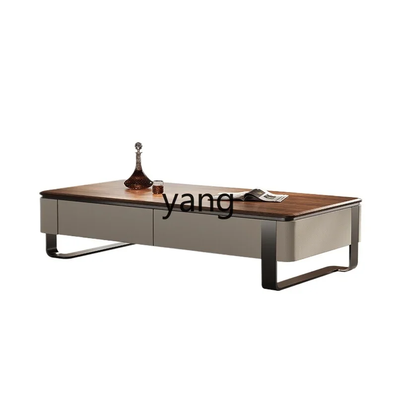 

LTT minimalist light luxury coffee table solid wood leather veneer villa living room
