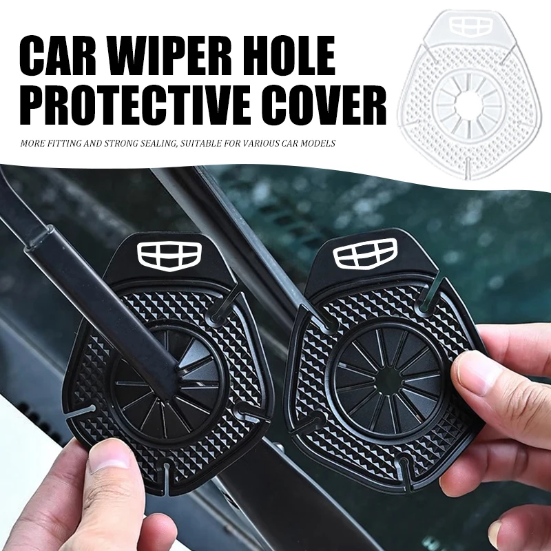 2Pcs Car Windshield Wiper Hole Protective Cover For Geely Coolray Azkarra Emgrand Tugella Silicone Dustproof Pad Anti Leaves Rus
