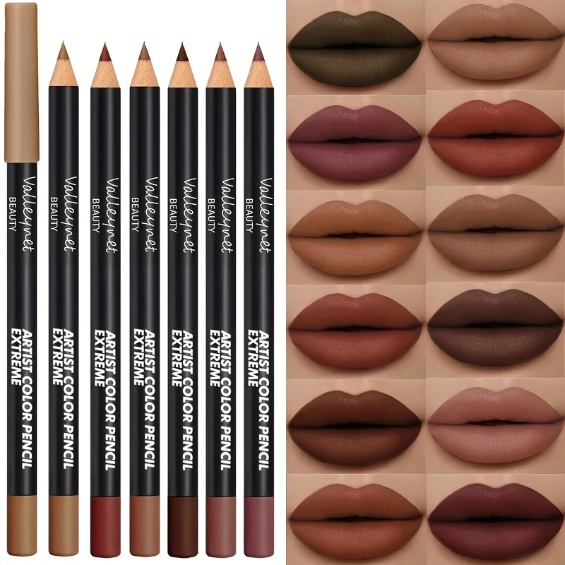 Ensemble de crayons à lèvres mats, teinte imperméable longue durée, lisse, hautement pigmentée, anti-taches, tasse antiadhésive, 6 pièces