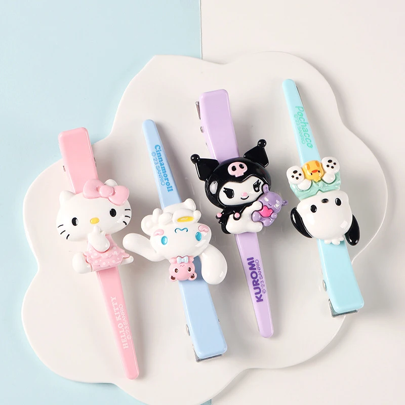 Sanrio Characters Kwaii Acrylic Hair Clips Duckbill Bangs Long Clip Kuromi Melody Cinnamoroll Purin Hair Decor Accessories Girls