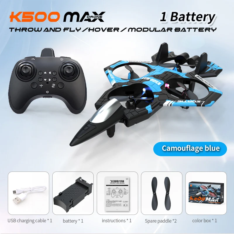 JCMO K500MAX Zweefvliegtuig Vliegende Helikopter RC Hobby Jet Vliegtuig 2.4G Stunt Afstandsbediening Schuim Vechter Vliegtuig Speelgoed Drone Met licht