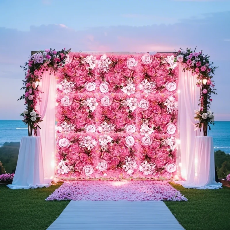 

Artificial Flower Wall Panel 3D Rose Panel Background For Flower Wall Decoration Wedding Home Shopping Mall Background Decoratio