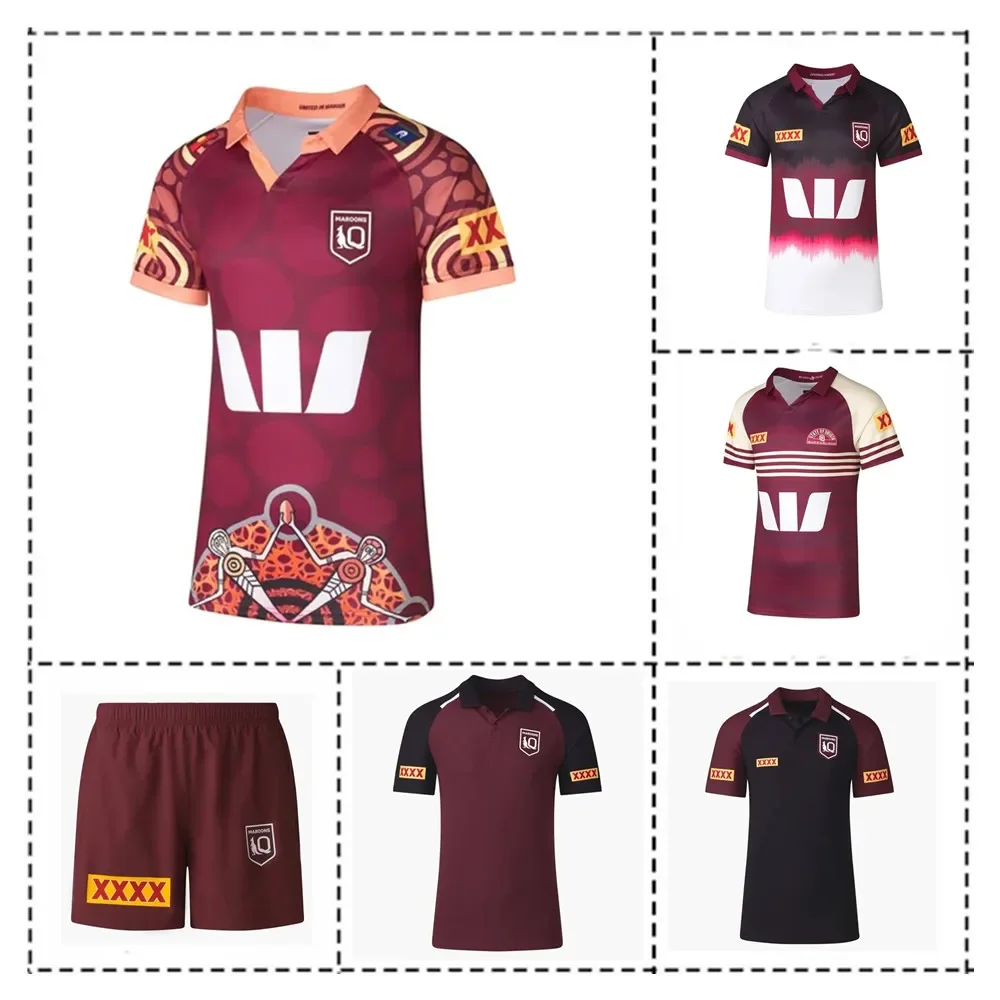 

2024 Queensland Maroons Indigenous Training Polo Captains Run Rugby Jersey Men's Size:S-5XL （Print Custom Name Number）