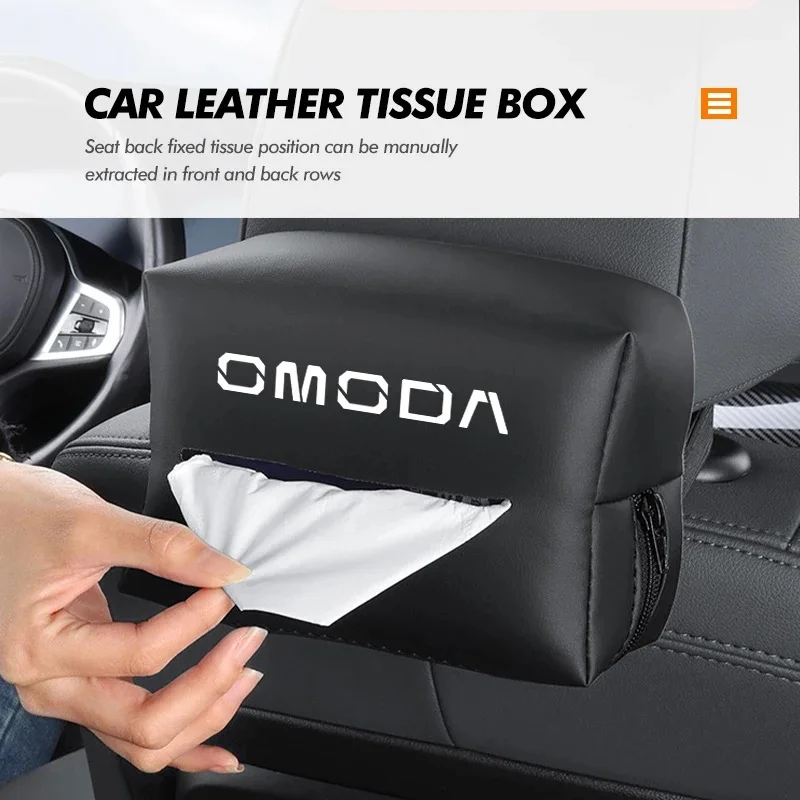 Auto Headrest Mounted Tissue Bag PU Leather Paper Box For Chery Omoda C5 Tiggo 4 Pro Tiggo 7 Jaecoo J7 J8 Car Interior Decoratio