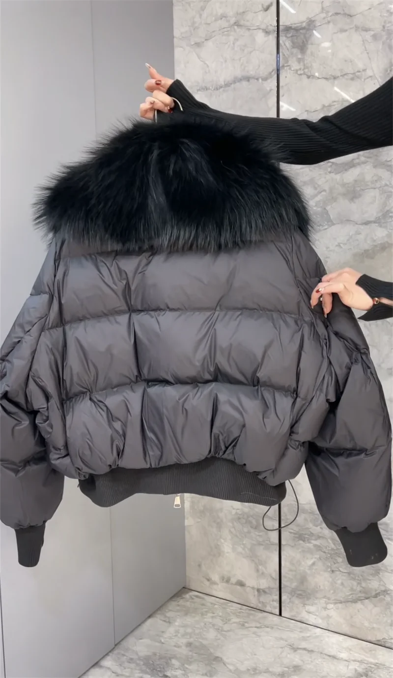 FURYOUME 2023 Winter 90% White Duck Down Jacket Women Thick Warm Parkas New Big Real Raccoon Fur Collar Female Outerwear Fashion