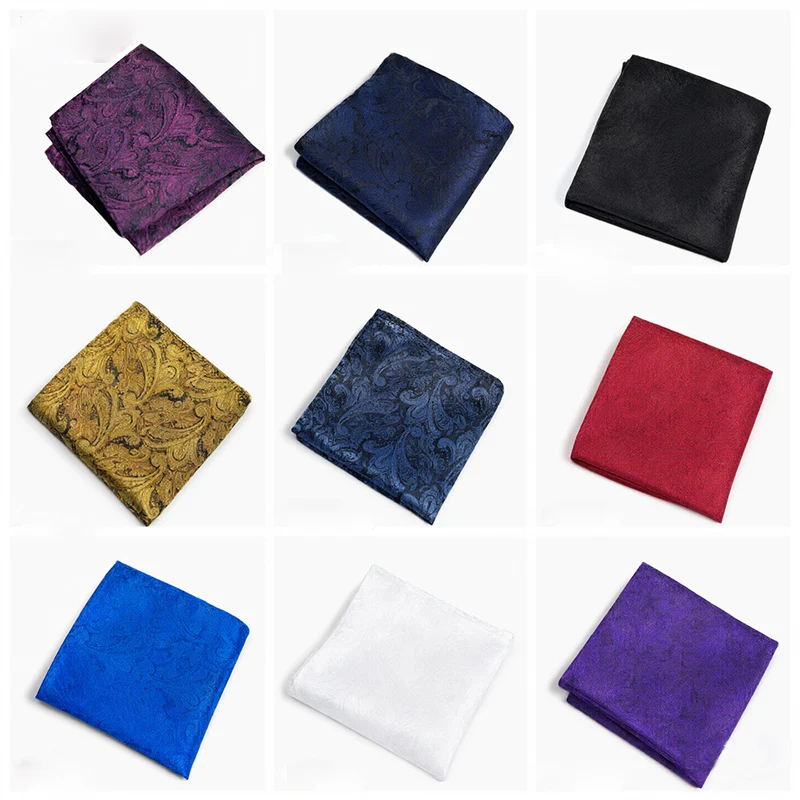 Luxury Men's Wedding Pocket Square Assorted Colors Paisley Pattern Suit Breast Pocket Towel Groomsmen Gift Accessories