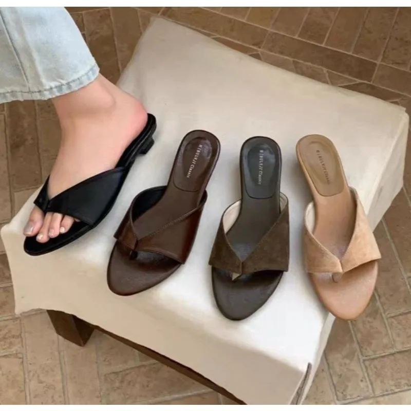 Summer Women Clip Toe High Heel Slippers Fashion Dress Slide Ladies Outdoor Evening Party Sandalias