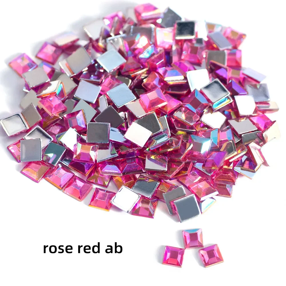 

4 мм/10000 шт. акриловые кристаллы с плоским дном, блестящие драгоценные камни, квадратные стразы без горячей фиксации для дизайна ногтей для украшения одежды своими руками