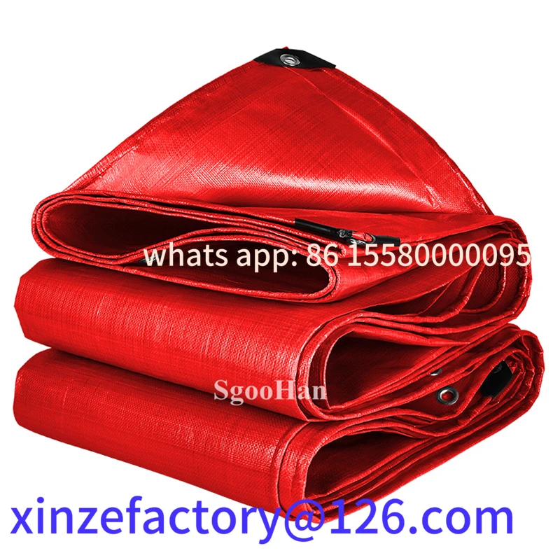 

Customizable Red PE Rainproof Cloth Tarpaulin Outdoor Awning Shading Sail Camping Boat Truck Canopy Ground Sheet Pet House Water