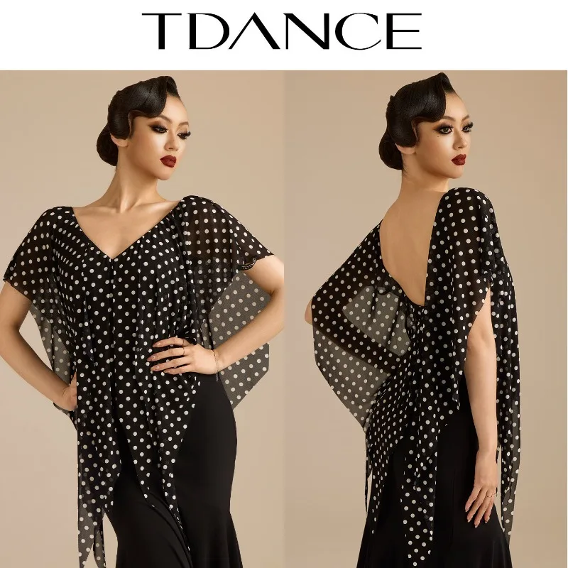 

Customized TDANCE Modern Latin Practice Dress [Wave Point Floating Piece Jumpsuit] Advanced and Elegant Teacher JM-317