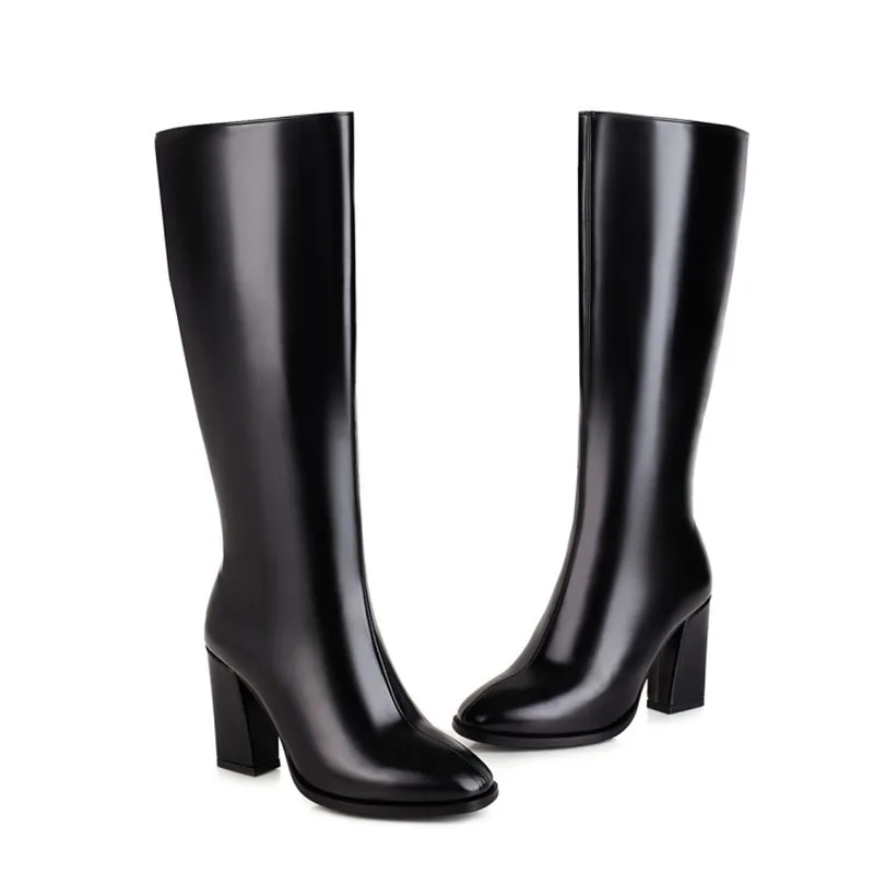 winter The New fashion Pointed High heels Women boots black white Red wine Simplicity Comfortable Thick heel Women boots 34-48