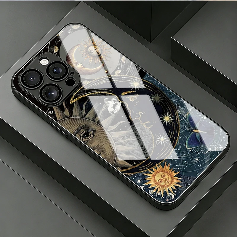 Creative Sun Person Pattern Tempered Glass Phone Case For Samsung Galaxy S26 Ultra S25 S24 Ultra Plus 5G S23 FE Protect Cover