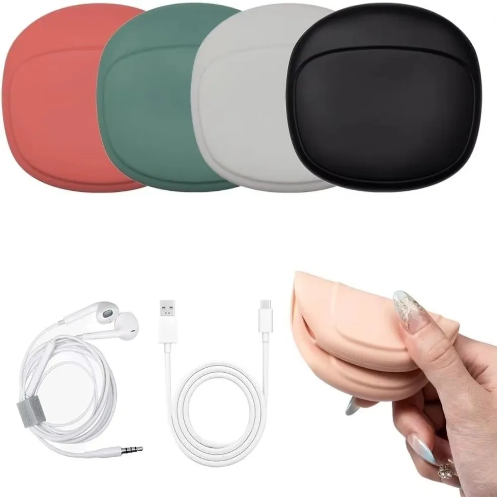 New Silicone Headphone Storage Box Mini Portable Earphone Case Cute U Disk Data Cable Bag Travel