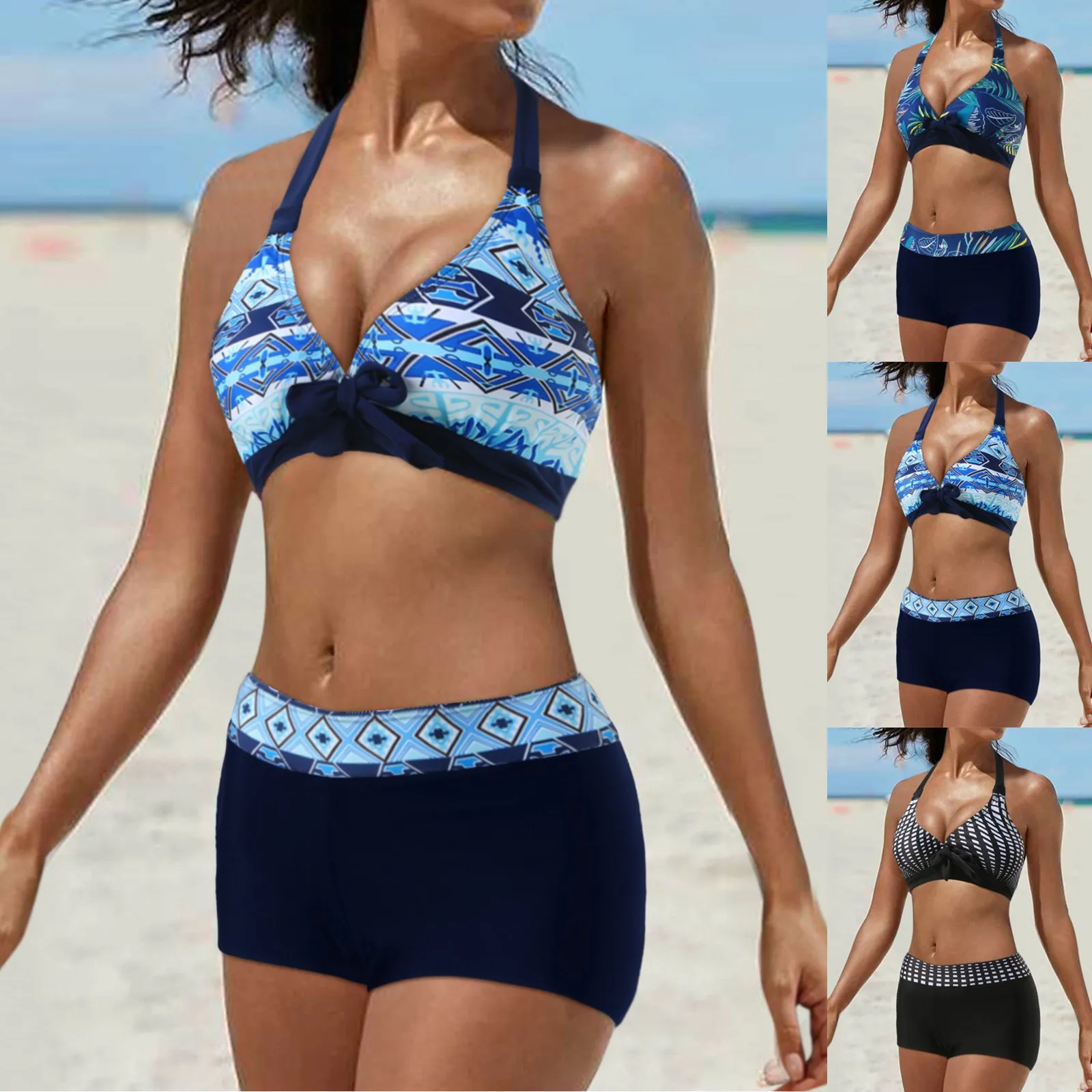 Bikini brasileño con Tanga para mujer, traje de baño Sexy con realce, ropa de playa, 2023