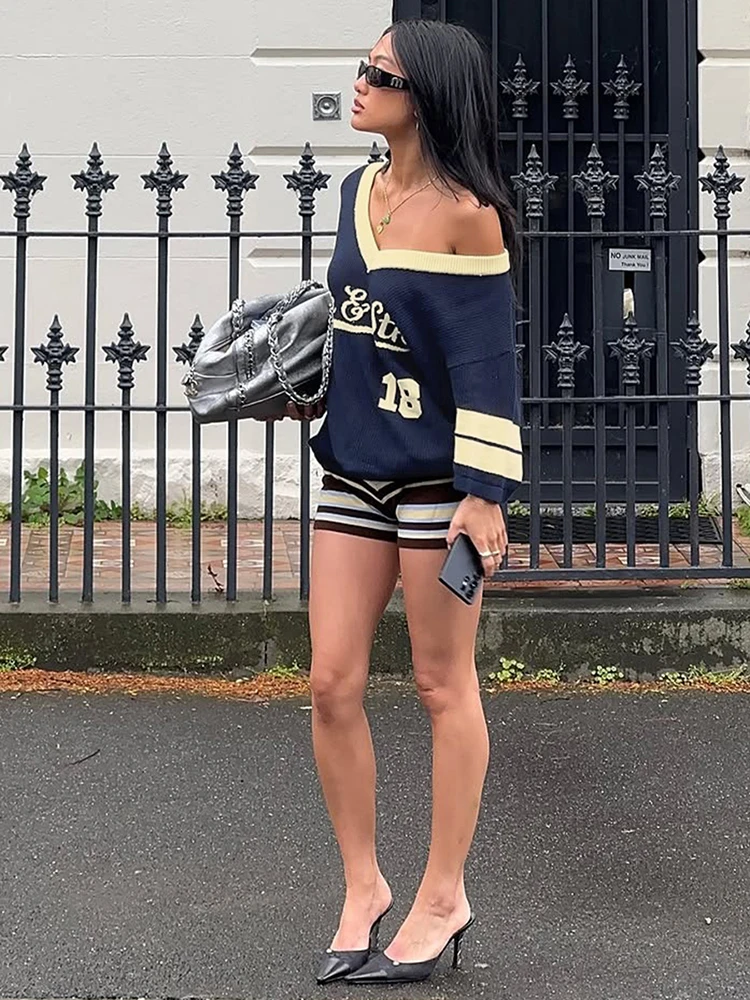 تي شيرت نسائي منسوج مطبوع عليه حروف من Sisterlinda بأكمام قصيرة ملابس رياضية غير رسمية قابلة للتمدد لحفلات منتصف الليل تي شيرت فضفاض مرن #4