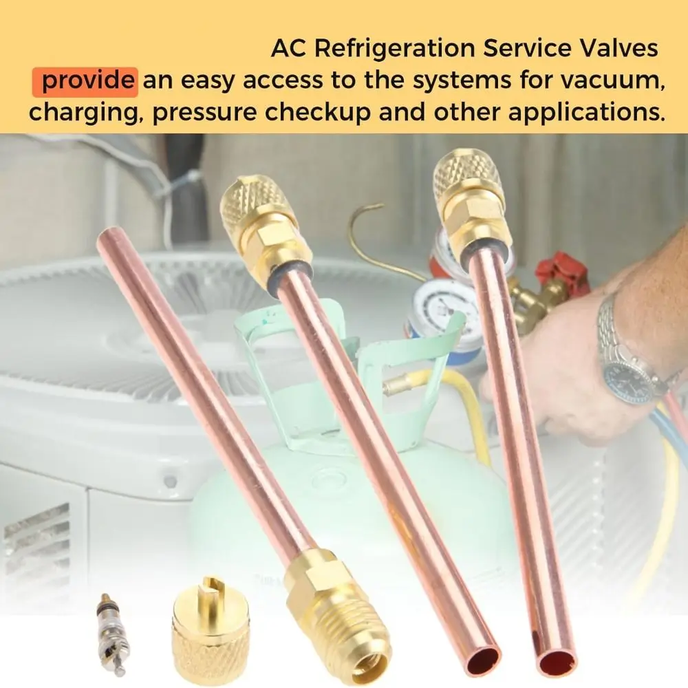 New 1/4'' Service Valve Thickness 0.6MM 63/120MM Access Valve AC Schrader Access Vacuum System Refrigerator Charging