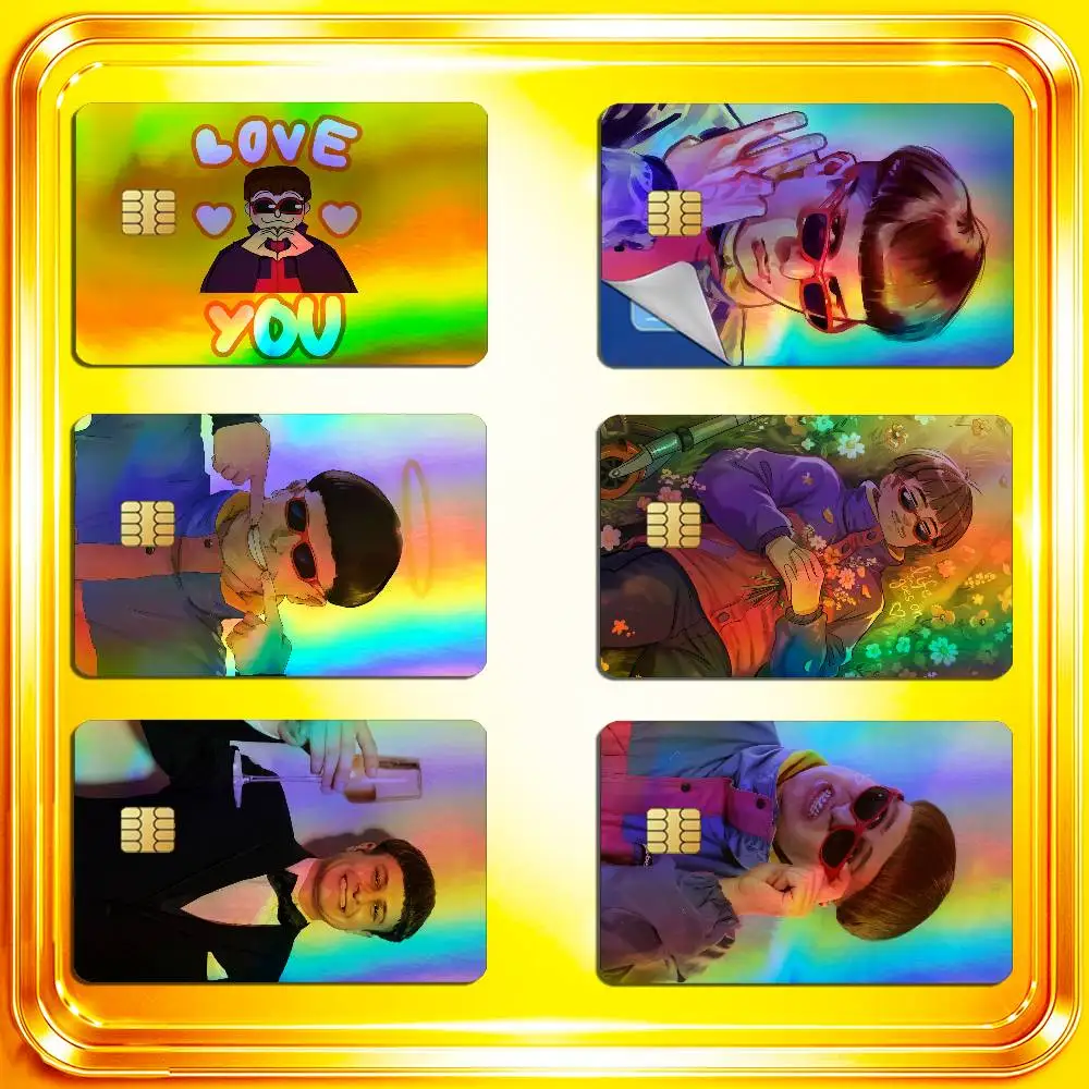For Oliver Tree Credit Bank Sticker ID Access Card Cover Skin Rainbow Color Laser Stickers Film
