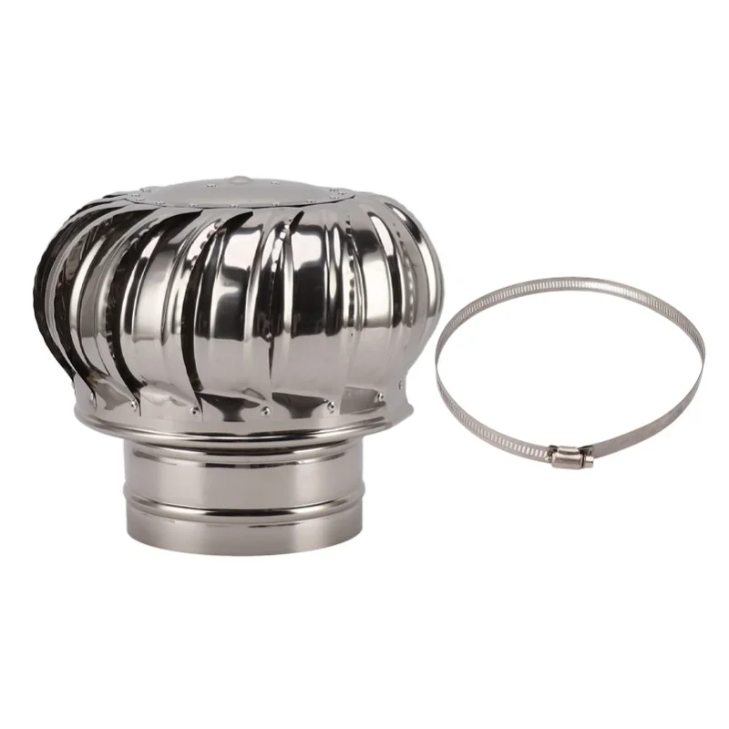 Chimney Rotating Ventilator Cap Stainless Steel Anti Downdraught Chimney Cap With Clamp Thickened 150 Type