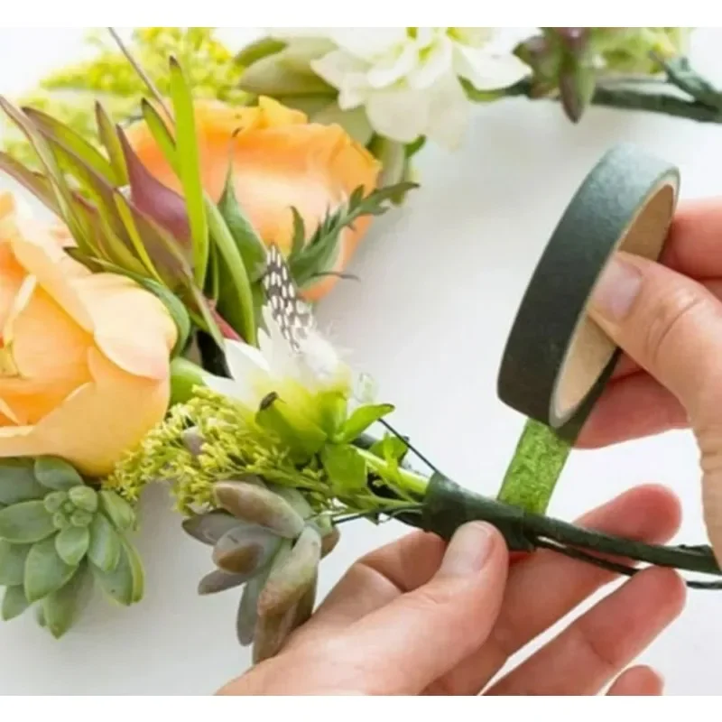 Cinta autoadhesiva de tallo Floral para ramo de flores artificiales, cinta verde para envolver floristería, suministros de flores de bricolaje, 10 o