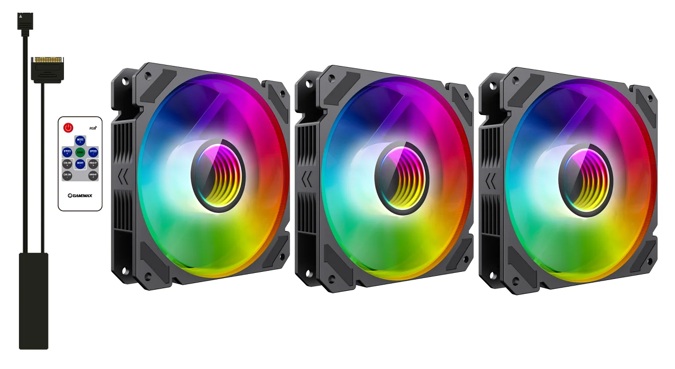 Kit 3 Fan Cooler Argb Rainbow-c9 + Gamemax Controller