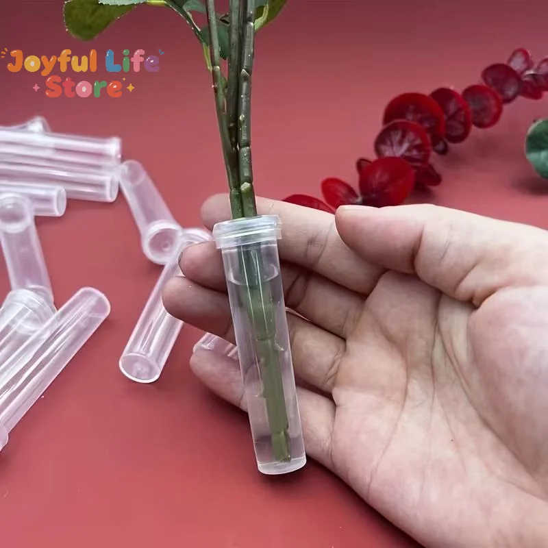 Hot 20Pcs Plastic Flower Water Tubes With Silicone Caps, Reusable Transparent Floral Vials For Flower And Plant Preservation