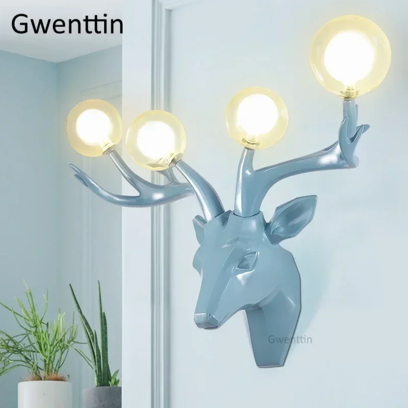 Modern Resin Wall Lamps Led Antlers Deer Sconce Wall Lights for Home Decor Living Room Bedroom Mirror Lighting Fixture Luminaria