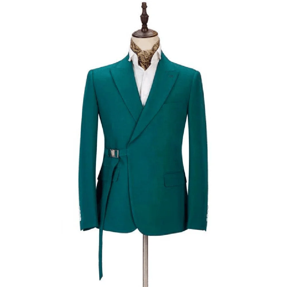 

Green Men Suits 2 Pieces Jacket Pant High Quality Peak Lapel Formal Occasion Slim Design Fashion Male Clothing Classic Stylish