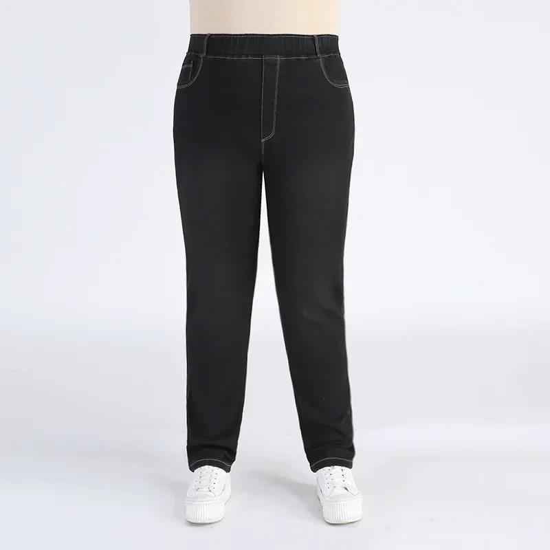 High Quality 130KG Lady Jeans 9XL Stretched Black Elastic Women Loose Trousers Plus Size Female Fit 8XL 6XL Girl Denim Pants