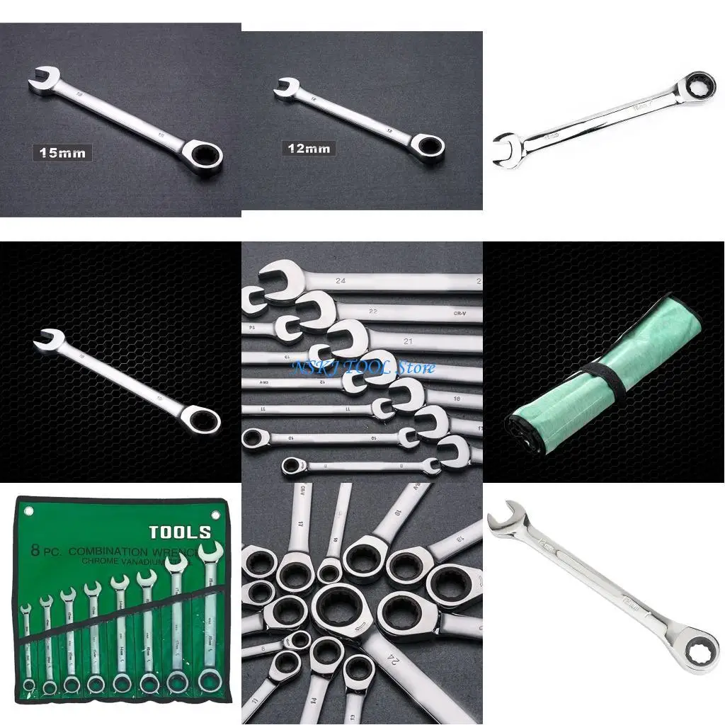 

L8RC Double Head Combination Ratchet Wrenches Multifunctional High Quality Metric Gear Spanners Dual-purpose Ratchet Tool