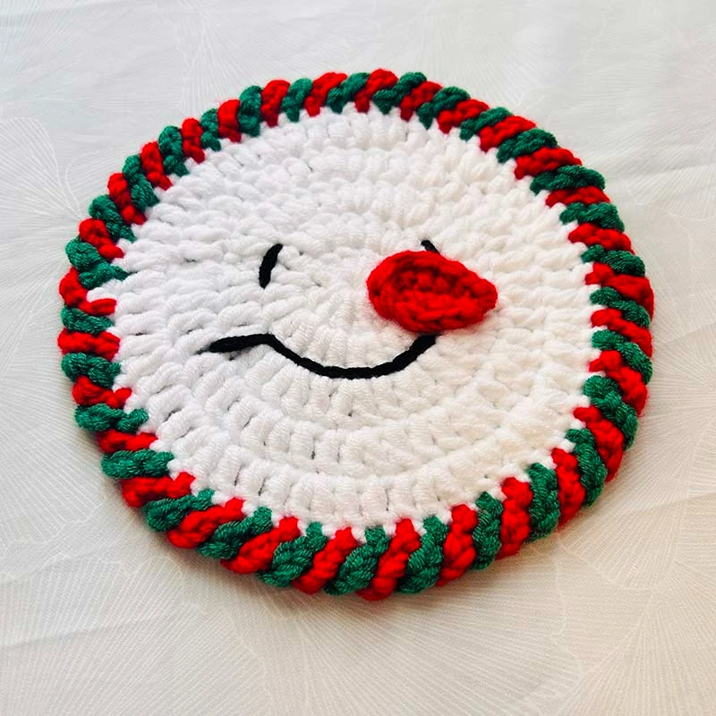 Handmade Crochet Christmas Coasters Reusable Insulation Pad Teacup Coffee Coaster Table Decoration Perfect X-mas Fstival Gift