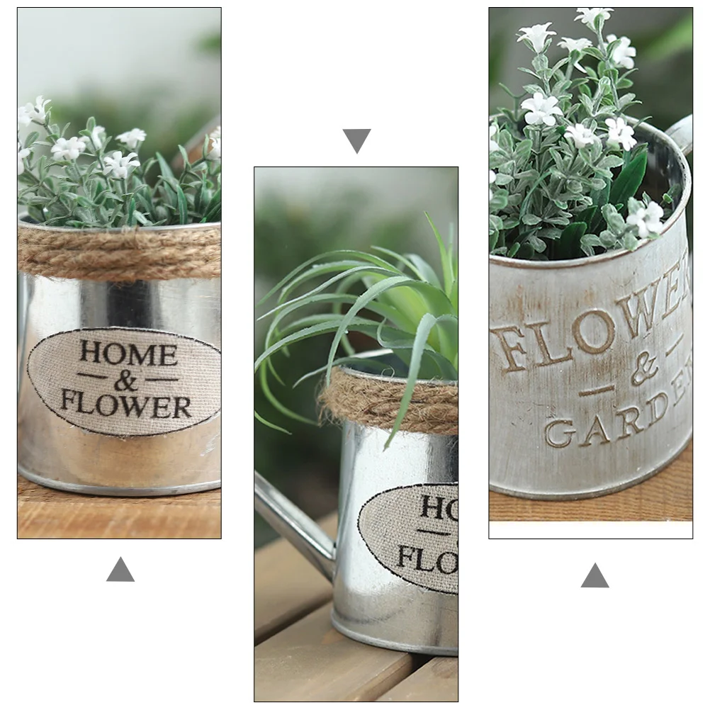 4 Pcs Tin Watering Can Gardening Utensils Flowerpots and Mini Spray Bottle Cans Galvanized Bucket Planter Dried Flowers