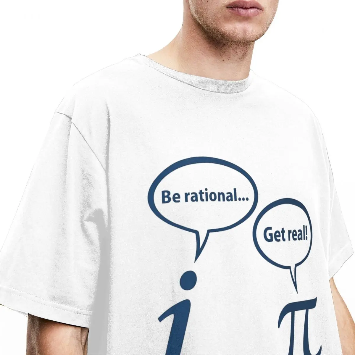 Men's T-Shirt Be Rational Get Real T Shirts Trending Imaginary Math Pi Beach Tee Shirt Streetwear Custom DIY 100% Cotton Clothes