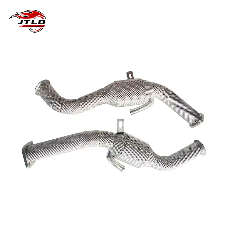 Stainless Steel Heat-Wrapped Exhaust Downpipe For Infiniti Q50 3.7L- High Flow Turbo Back Exhaust Upgrade Straight Pipe