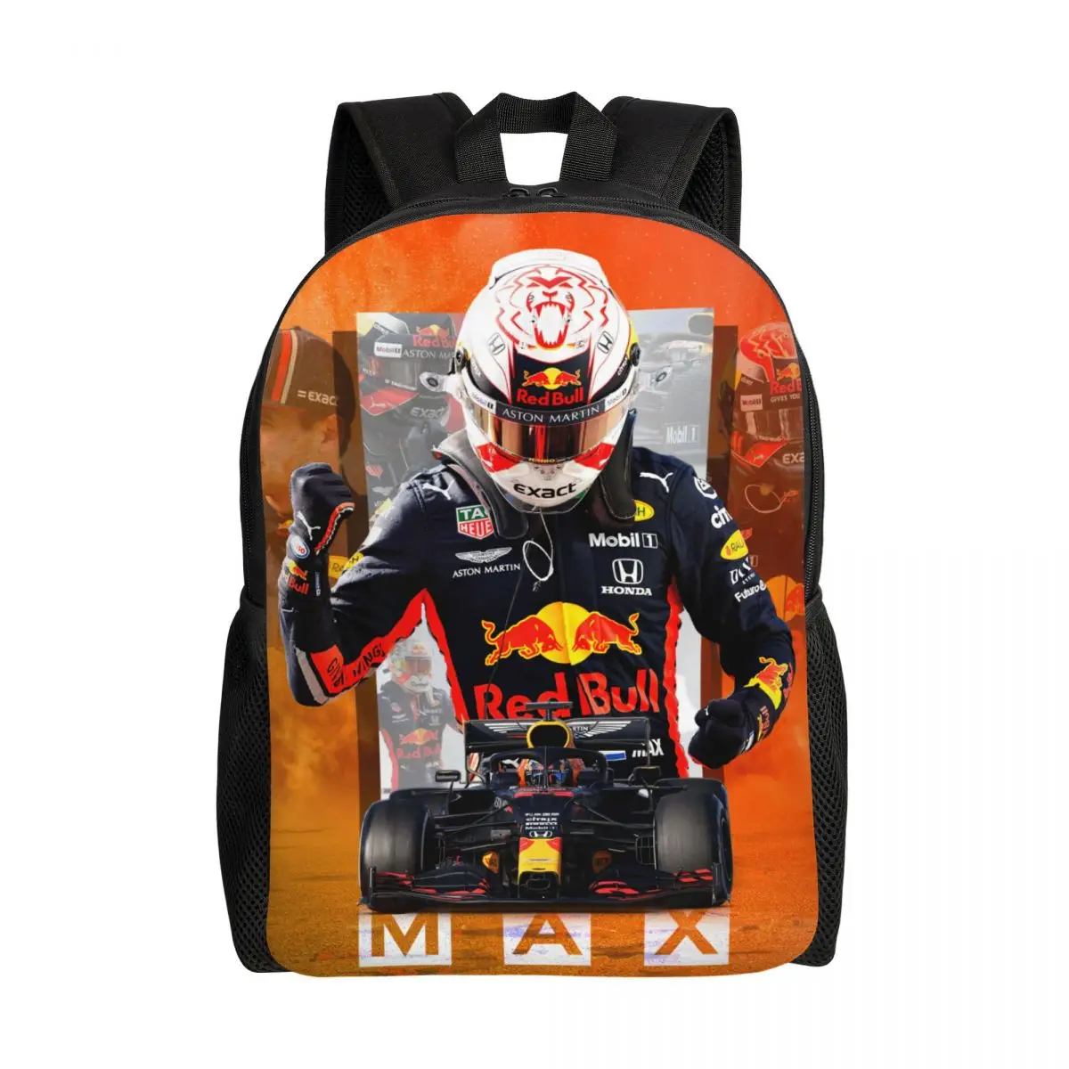 

Custom Max Number 1 Racing Car Driver Backpack for Boys Girls School College Travel Bags Women Men Bookbag Fits 15 Inch Laptop