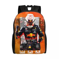 Custom Max Number 1 Racing Car Driver Backpack for Boys Girls School College Travel Bags Women Men Bookbag Fits 15 Inch Laptop